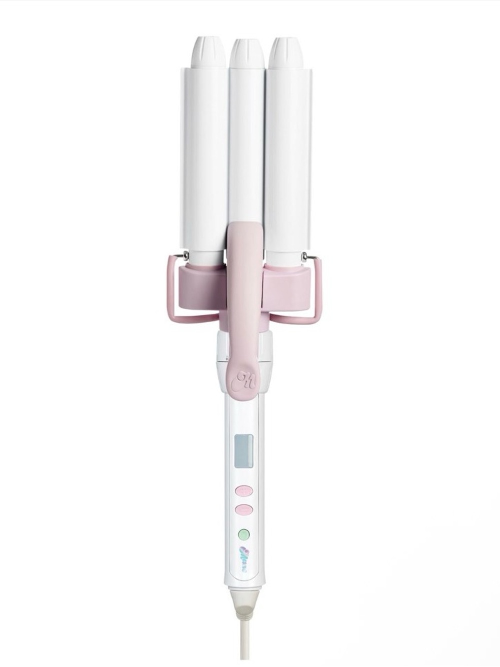 3-Barrel White and Pink Hair Waver - Multi-Wave Styling Tool
